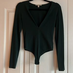 Dark green v-neck top